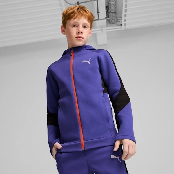 PUMA EVOSTRIPE: Felpa con zip integrale per ragazzi. Stile e comfort in ogni avventura!